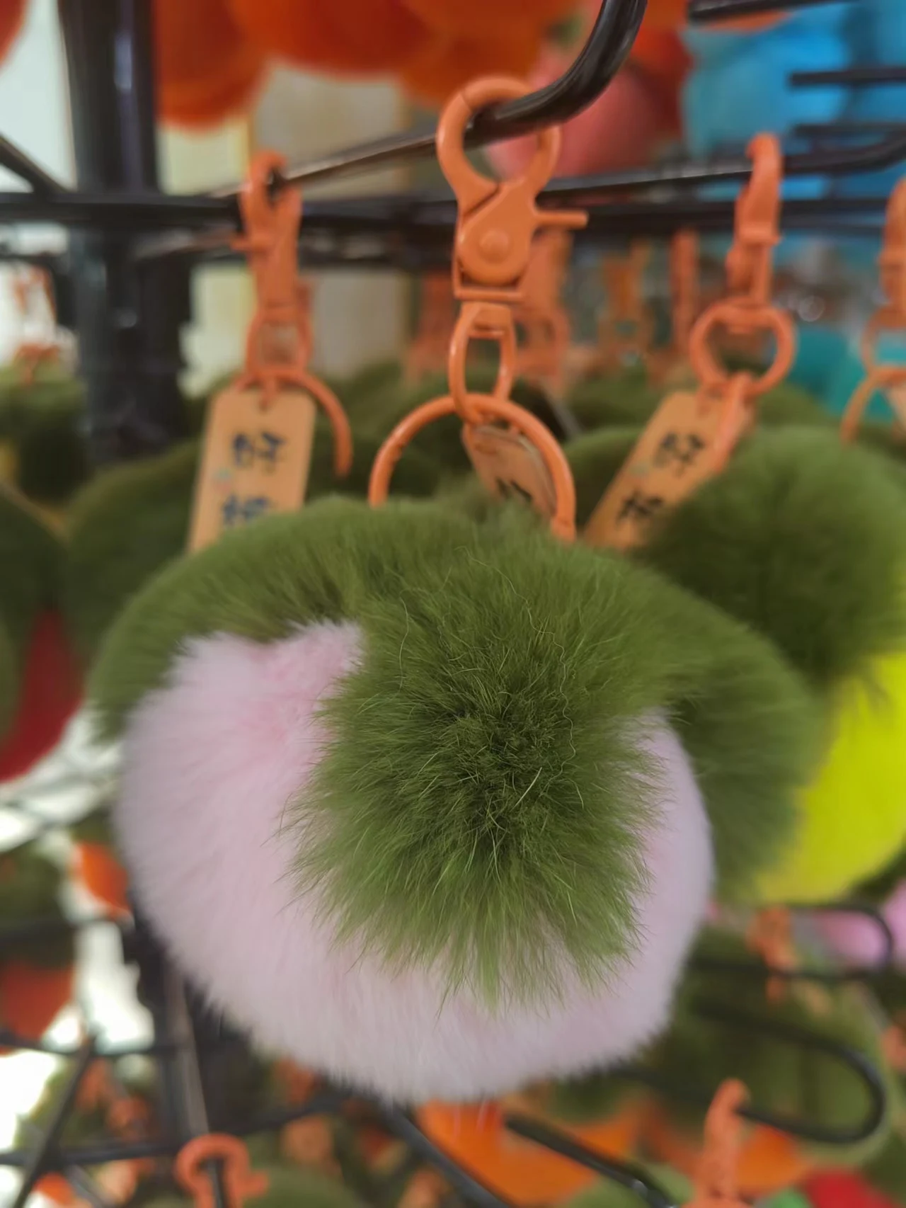 keychain,Real Otter Rabbit Hair Little Persimmon Car Keychain Pendant Cute Plush Ball Book Bag Pendant  Girl Birthday Gift