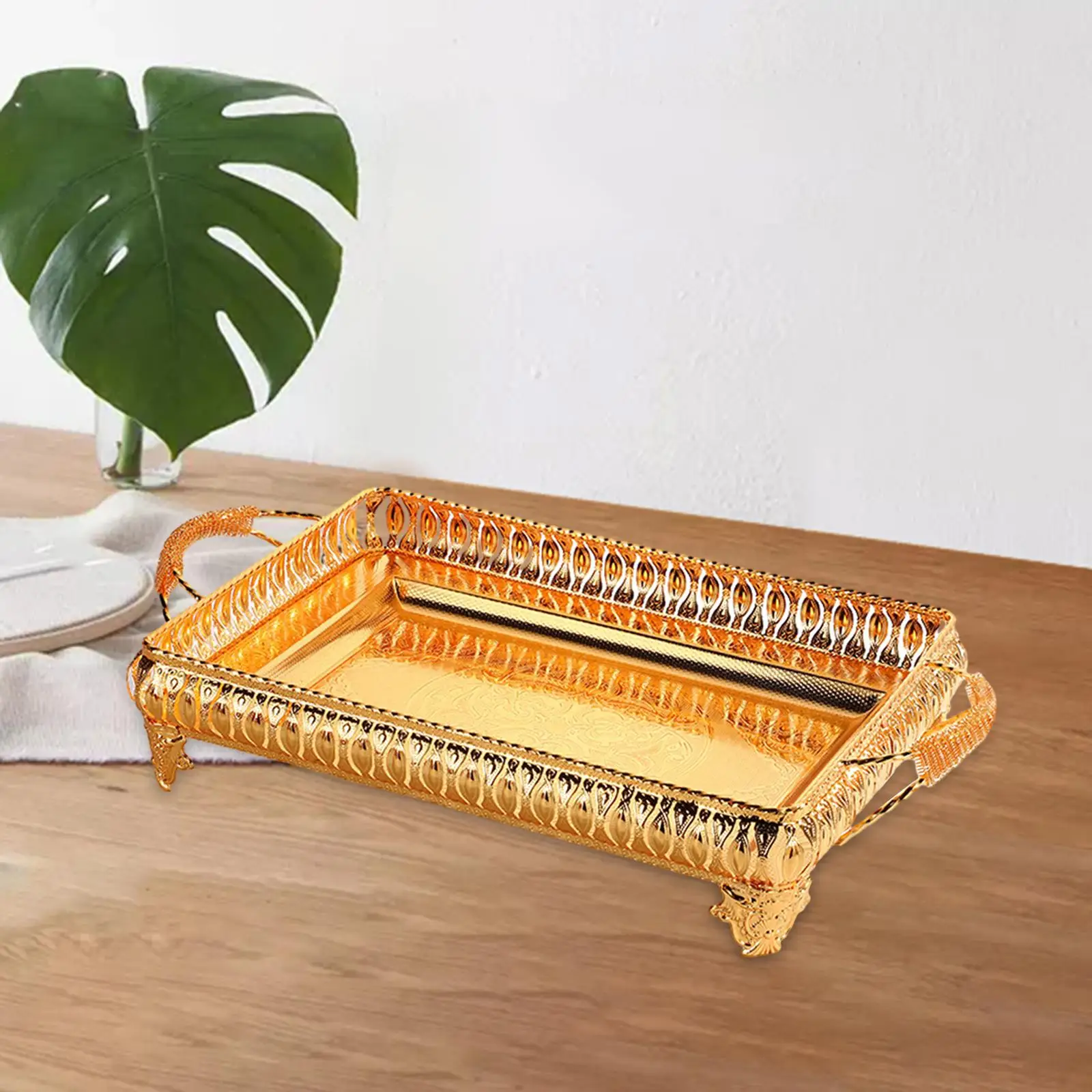 

Snack Tray Photo Props Countertop Organizer Tray Multipurpose Serving Tray Metal Tray for Dinner Kitchen Bathroom Desktop Drinks