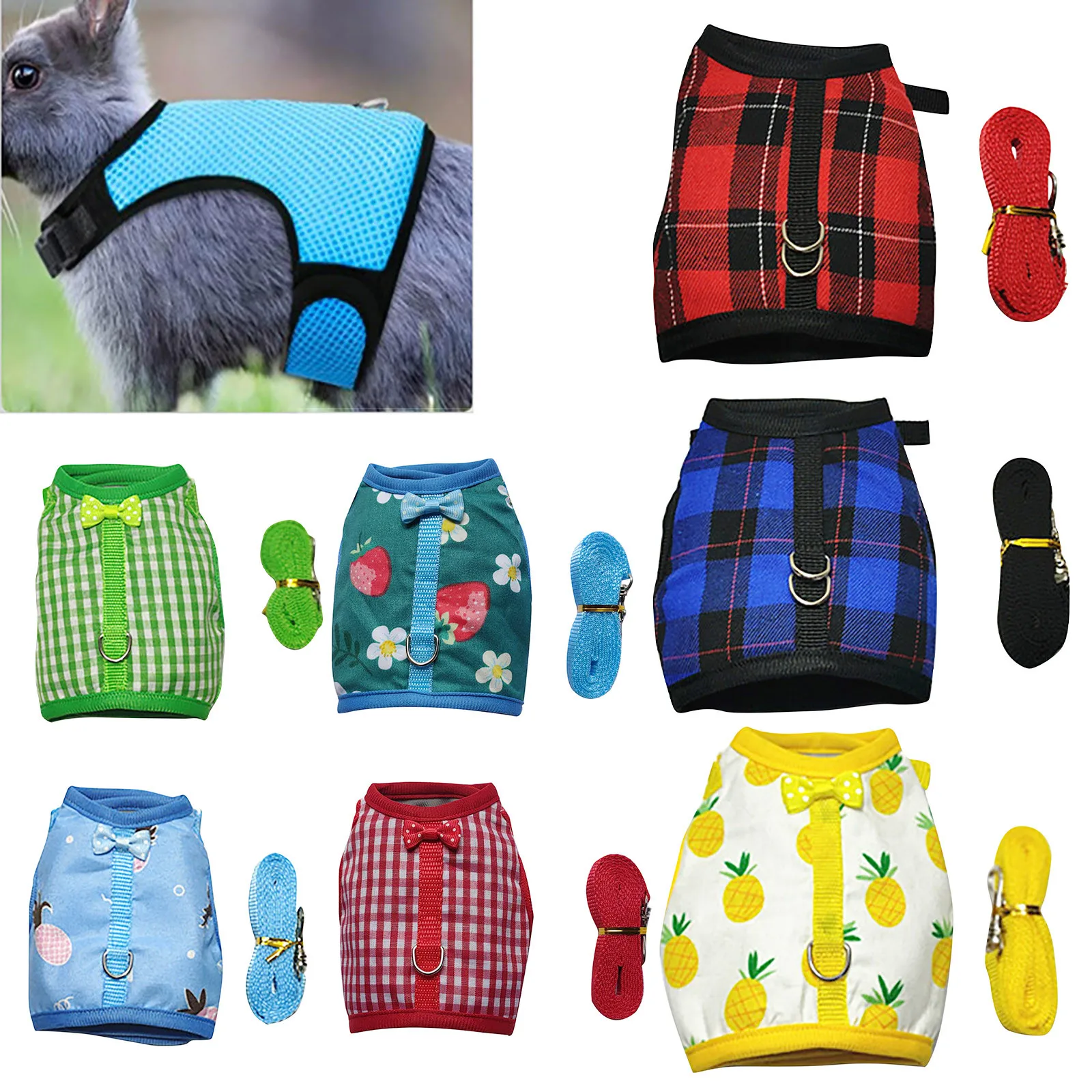 

Small Pet Rabbit Clothes Ferret Traction Rope Guinea Pig Chest Back Guinea Pig Vest Traction Rope Rabbit Rope Rabbit Chest Back