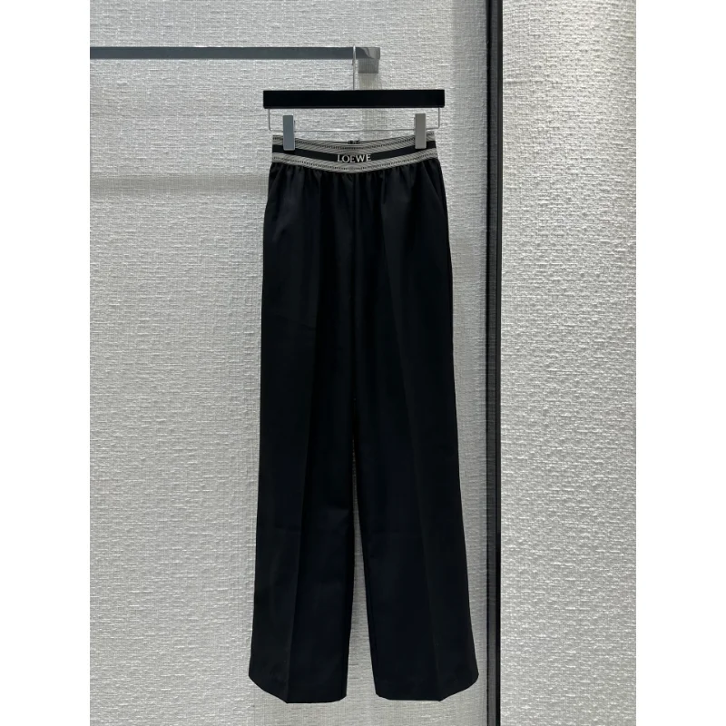 

2023 Summer New Wide Leg Straight Pants Collision Color Letters Rome Casual Comfortable Woven Belt Elastic Waist Wide Leg Pants