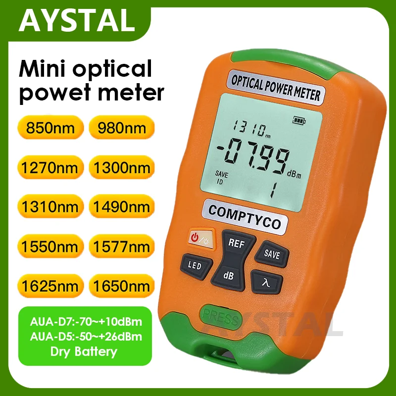 AUA-D7 / D5 2 в 1 измеритель оптической мощности -70 + 10 дБм тестер оптоволоконного кабеля портативный мини-OPM со светодиодной подсветкой