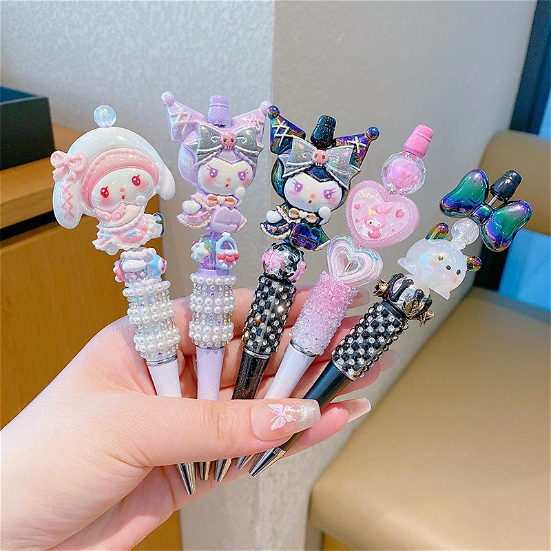 Sanrios милая плюшевая ручка из бисера Hello Kitty Kuromi My Melody Diy Pochacco Cinnamoroll мультяшные