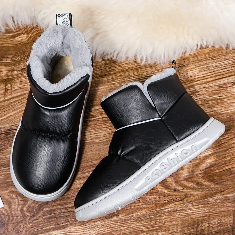 Зимние однотонные теплые зимние ботинки Мужская бархатная Нескользящая
