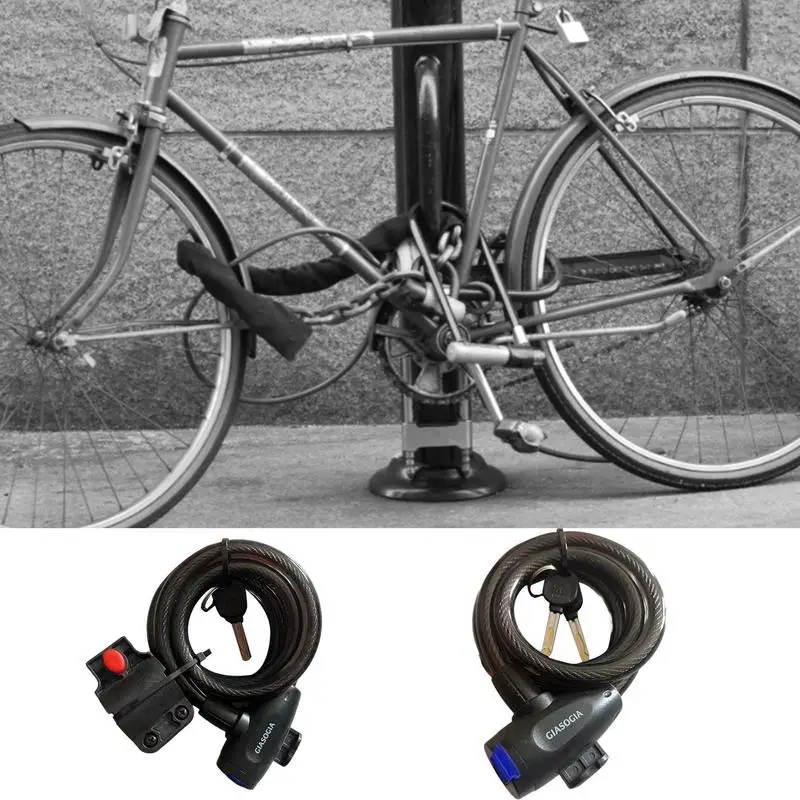 

Велосипедный замок с защитой от кражи, многоразовый интегрированный замок для велосипедов с кабелем из нержавеющей стали, с ключом для безопасности