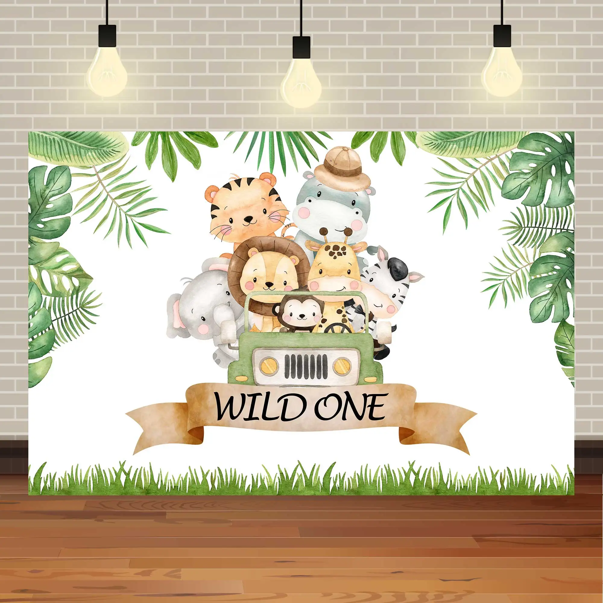 

Фон для дня рождения NeoBack Safari Wild One, декор для вечеринки в честь первого дня рождения мальчика, фон с изображением животных из джунглей для па...