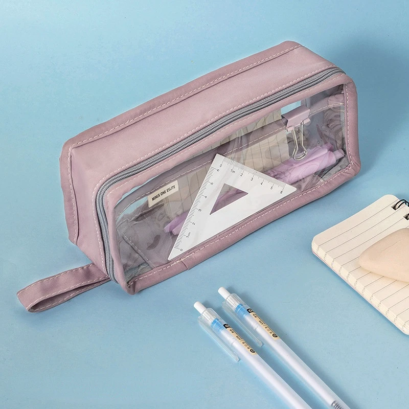 

Large Capacity School Case Transparent Pencil Bag Stationery Holder Zipper Pencil Pouch Pen Case Children School Supplies