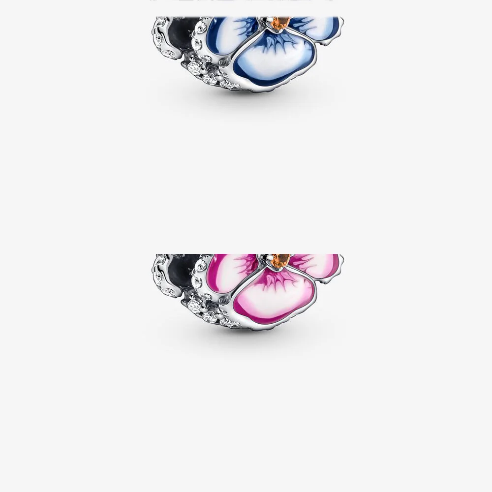 

Spring 2022 Fashion High Quality Jewelry Blue Pink Pansy Flower Charm