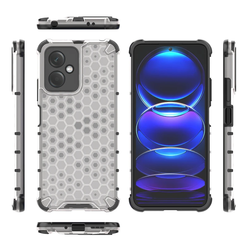 Shockproof Case for Xiaomi Redmi Note 12 Cover Redmi Note 12 Capas Transparent Phone Bumper Honeycomb Clear Cover Redmi Note 12