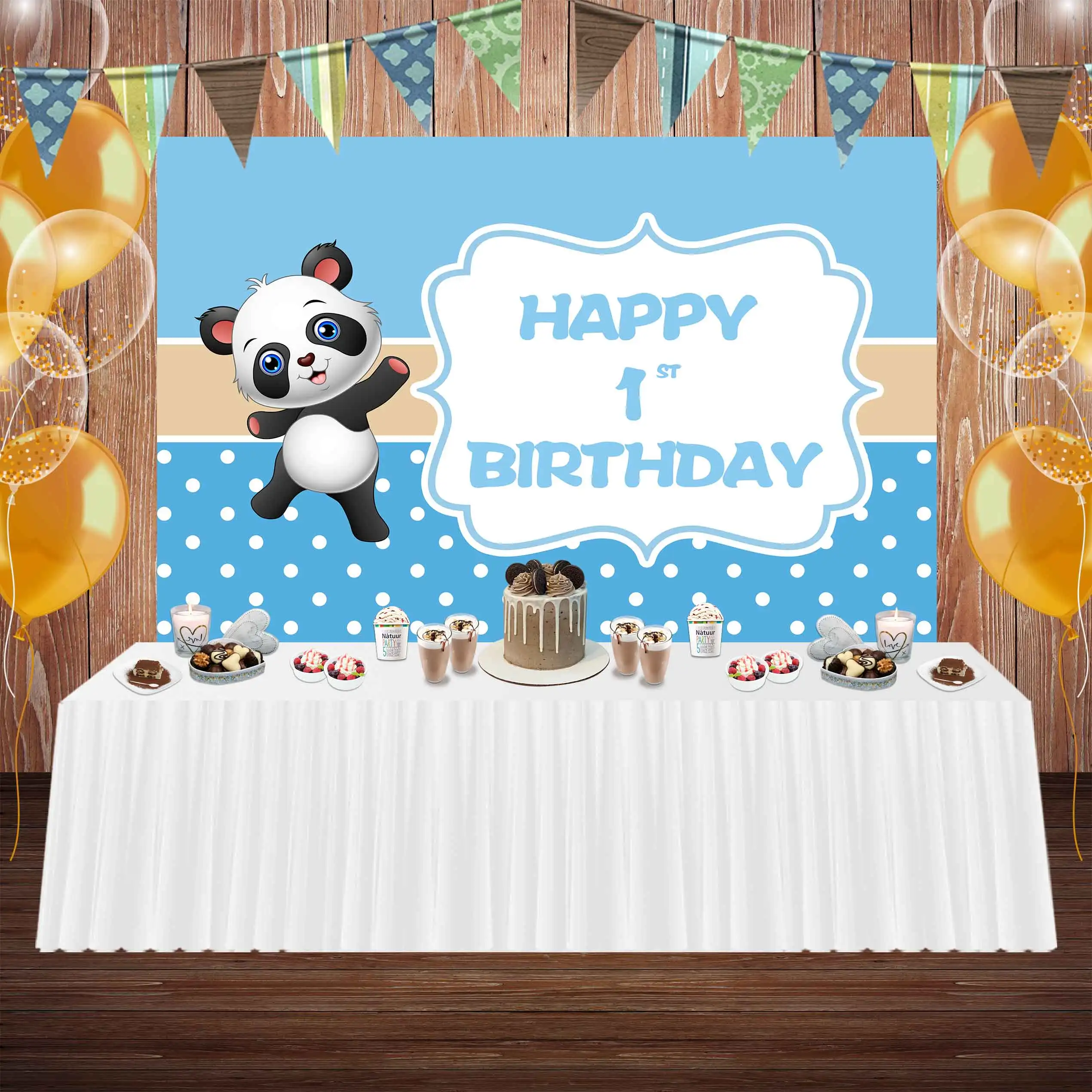 

Детский фон для фотосъемки NeoBack с изображением бамбуковой панды для мальчиков на один год