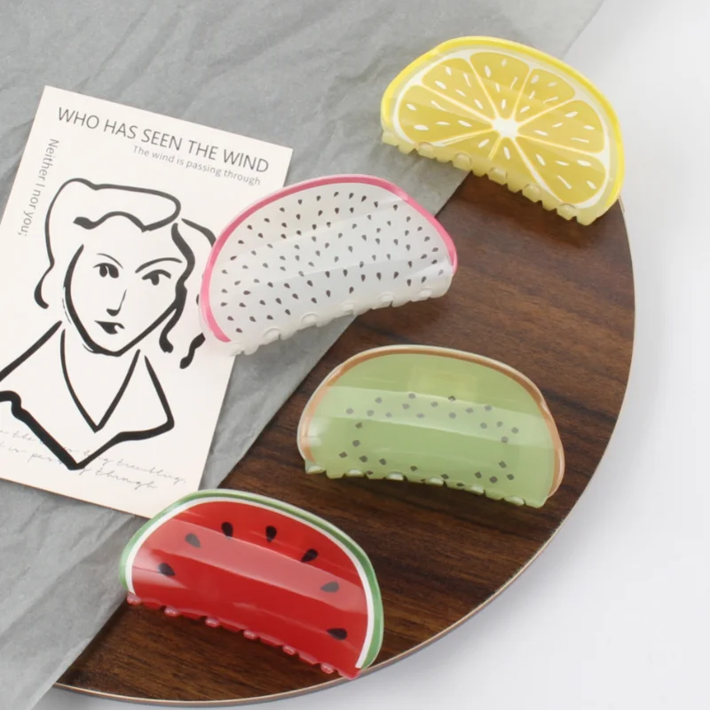 

Korean Version Grab Clip Fruit Lemon Watermelon Back Head Shark Clip Large Pan Hair Hairpin Clip Headdress
