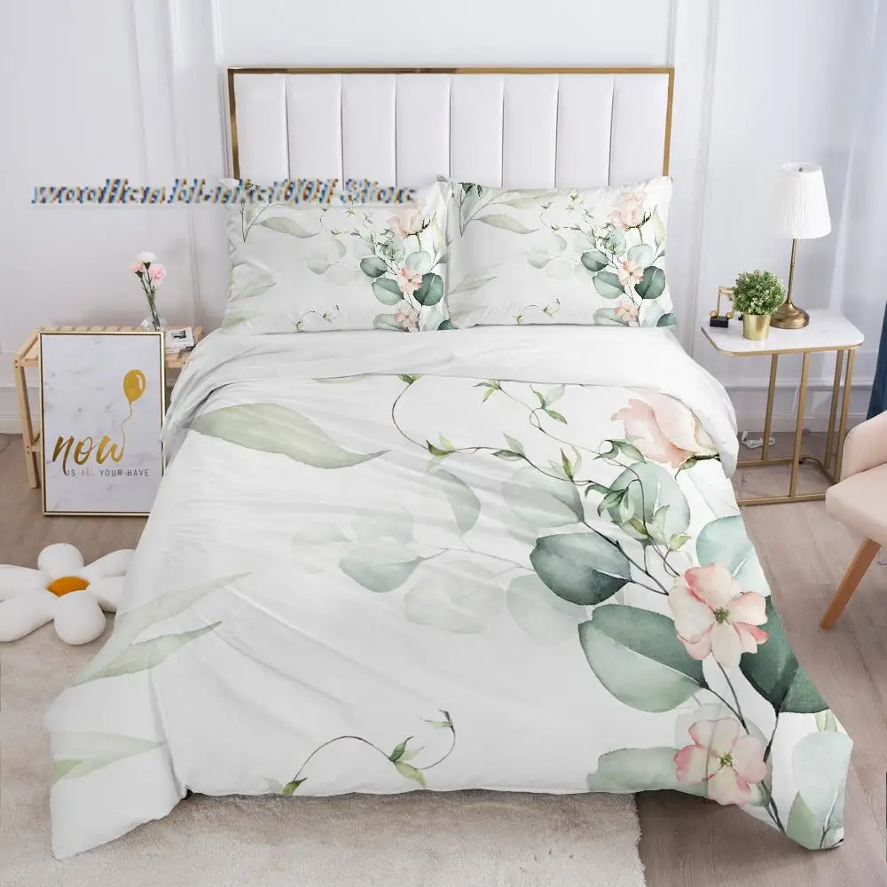 

Luxury Bedding set King Queen Euro Duvet cover set pillow case Bed linens Quilt cover 220x240 240x260 Rustic flower leaf
