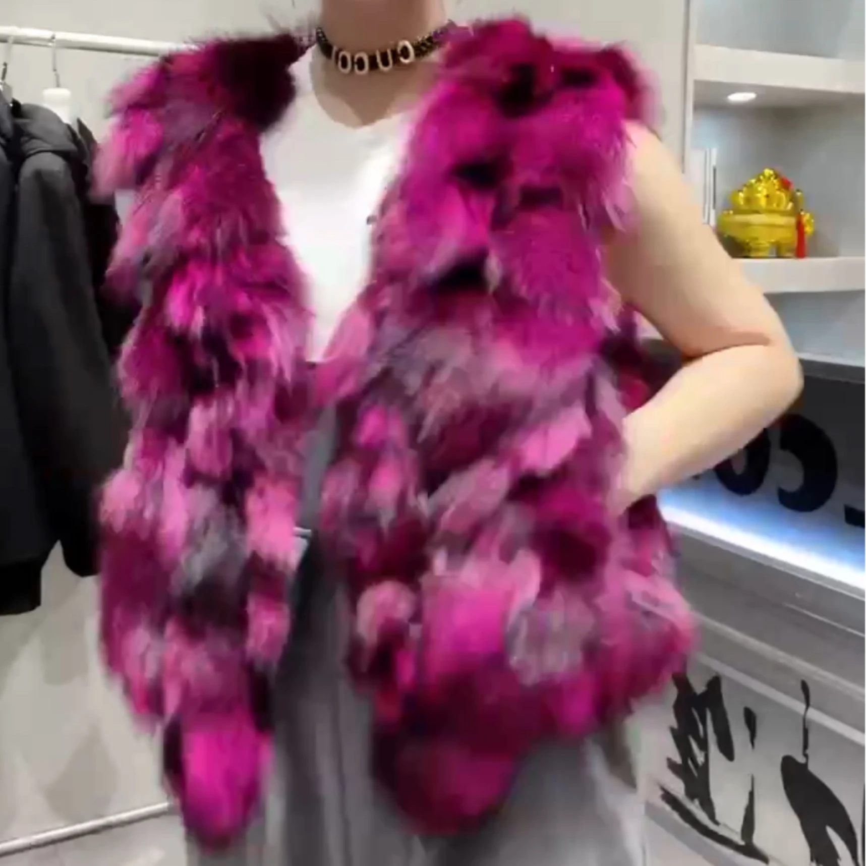 European Goods Imported Real Fox Fur Short Vest Women's Autumn Winter Warm Fashionable Jacket Waistcoat Sleeveless Fur Coat