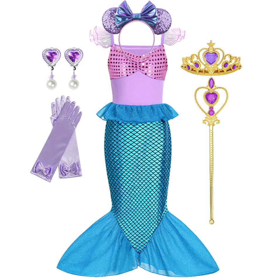 Платье Принцессы Ариэль Для Девочек — Костюм Русалки Детское Праздничное До