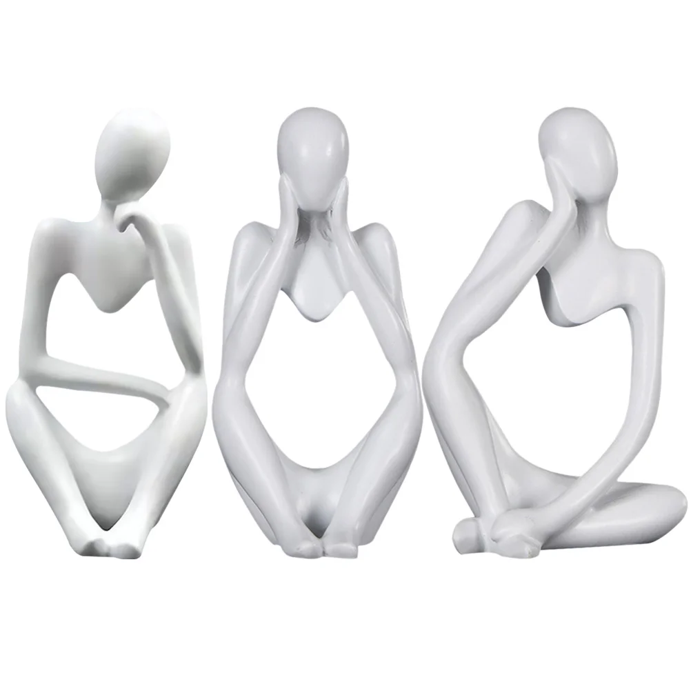 

3pcs Thinker Statue Abstract Decor Office Desk Decor Modern Style Home Decor