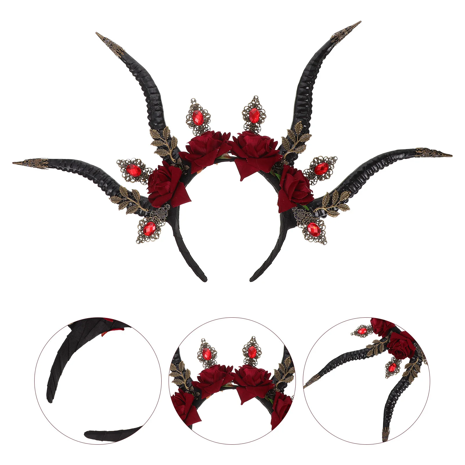 

Devil's Horn Headband Halloween Party Hair Hoops Headbands Cosplay Rose Steampunk Ox Design Plastic Miss Goth Clothes
