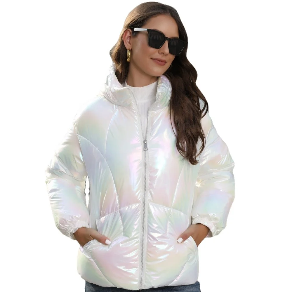 Women's Winter Ins New Fashion 2023 Sexy Solid Color Warm Coat Jackets Cotton Slim Zipper Plush Thick Outwear Elegant Tops Coat