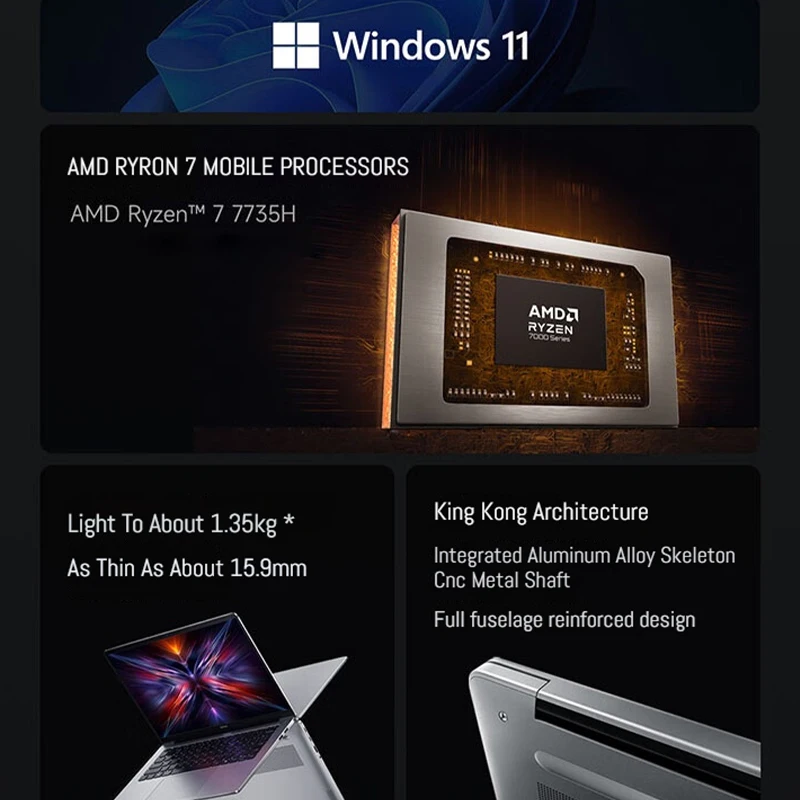 Фото Ноутбук Xiaomi Redmi Book 14 2025 Ryzen 7-7735H/R5-7535H Radeon 680M/660M RAM 16 ГБ 512 ГБ SSD 14-дюймовый экран 60 Гц Тонкий ПК для ноутбука №3
