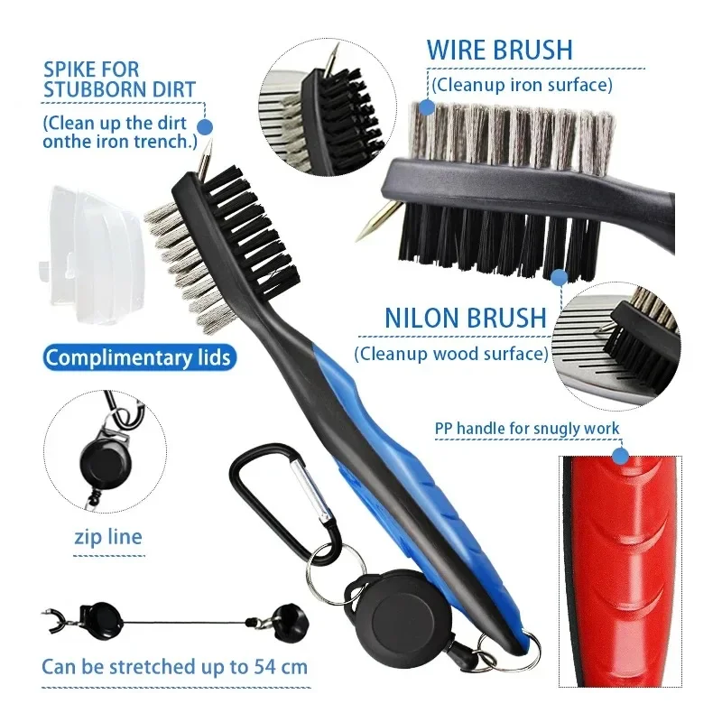 Щетка для гольф-клуба чистки канавок гольфа 2-сторонняя клюшка Wedge Ball Groove Cleaner Kit