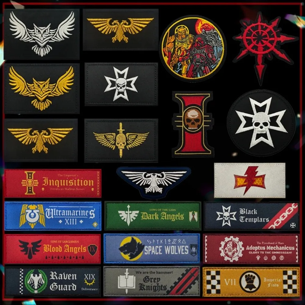 Фото Нашивка Warhammer 40K на липучке для рюкзака, нашивка Space Marine, нашивка для одежды, вышитый дизайн, нашивка рыцаря №1