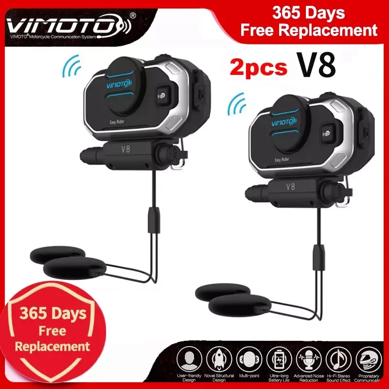 

2 шт., мотоциклетные Bluetooth-наушники Vimoto V8