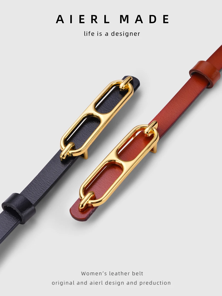 Ремень из натуральной кожи Женский тонкий пояс модный аксессуар в Корейском