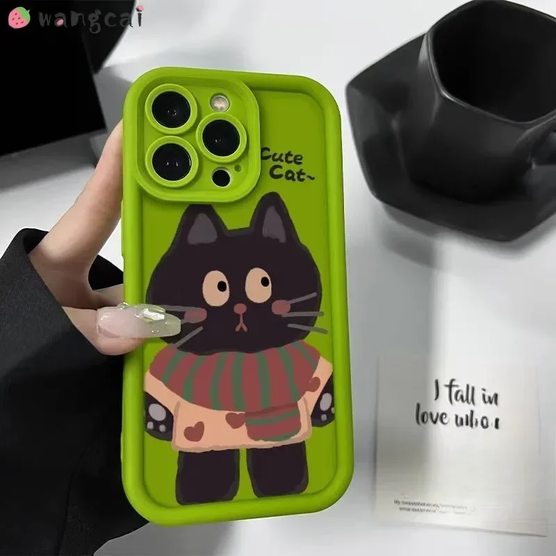 Для Realme C63 C67 8 8S Q3 11 11X 12 Pro+ NFC GT Neo 5 GT3 Narzo 30 60X Y2K Чехол для телефона Cartoon Love Scarf Cat Soft Cover