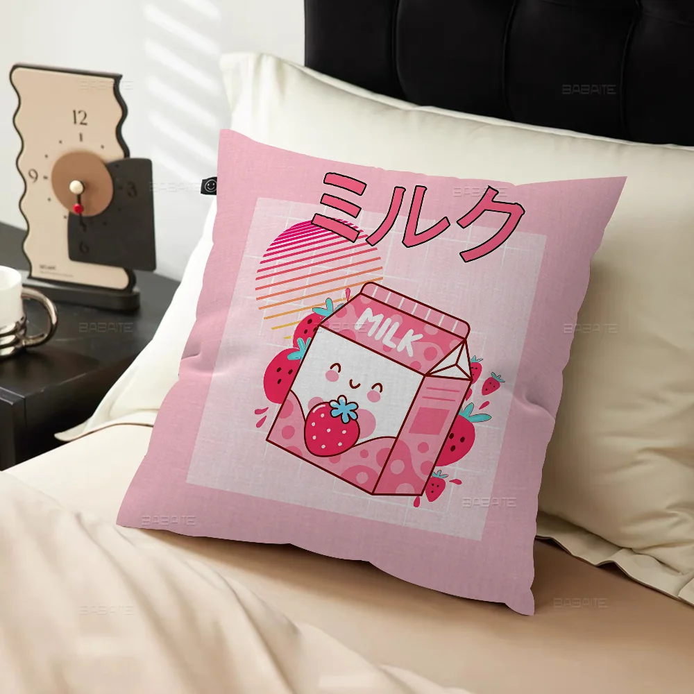 Милый банановый молочный клубничный напиток офисная подушка наволочка