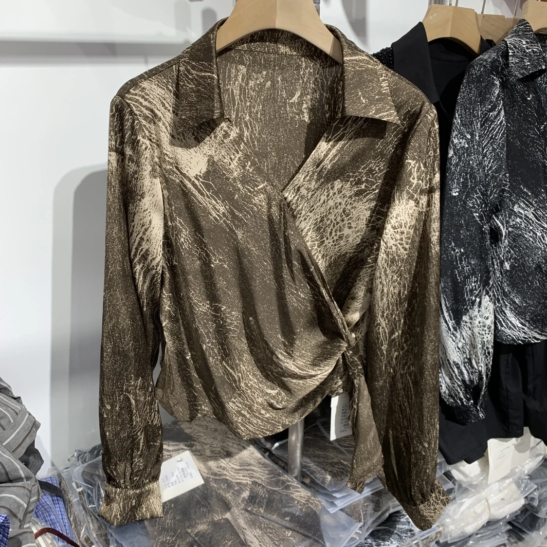 Высококачественные женские рубашки с длинными рукавами и принтом тай-дай осень