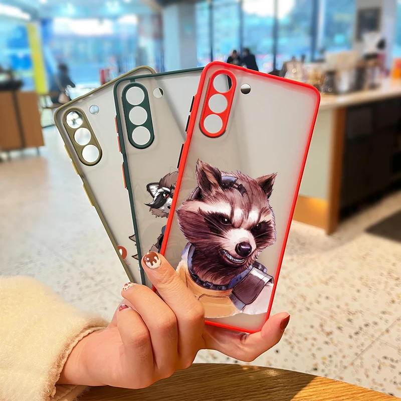 

Rocket Racoon Marvel For Samsung Galaxy S21 S20 FE Ultra Plus S10 S9 S8 5G M31S 30 20 Frosted Translucent Phone Case