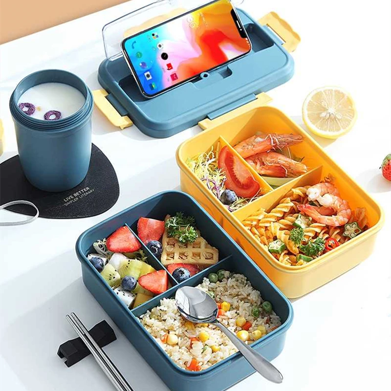 

2022 New Eco-friendly Reusable Wheat Straw Lunch Box Tableware Food Storage Container School Student Office Microwave Lunch Box