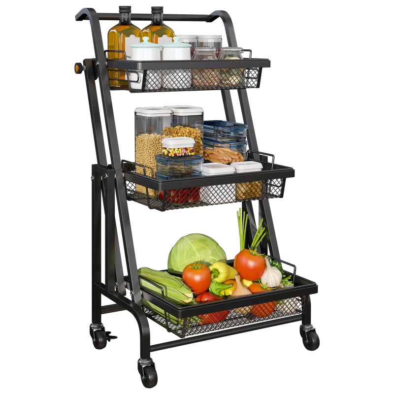 

3-уровневая Съемная кухонная стойка для хранения, тележка на колесиках, металлическая напольная полка для ванной комнаты