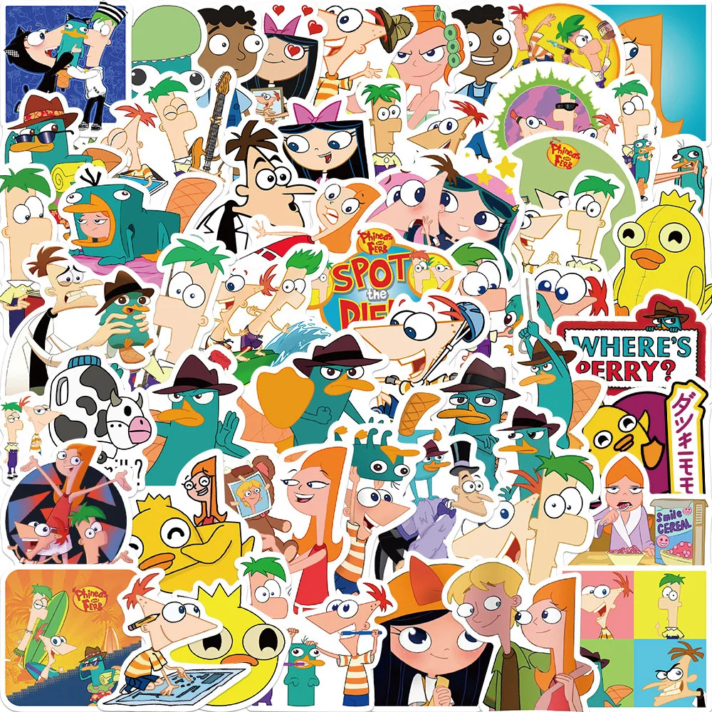 10/30/50pcs Disney Phineas and Ferb Cartoon Stickers Laptop Motorcycle Luggage Skateboard Car Graffiti Sticker Decal Kids Toy