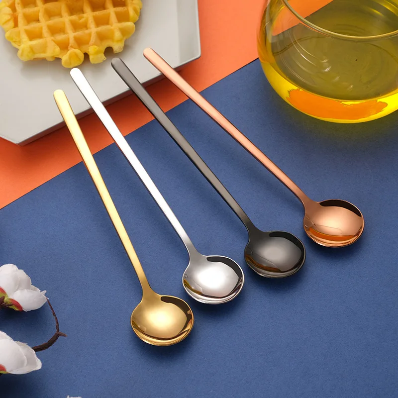 

Long Handled 304 Stainless Steel Coffee Spoon Ice Cream Dessert Tea Stirring Spoon For Picnic Kitchen Accessories Bar Tools