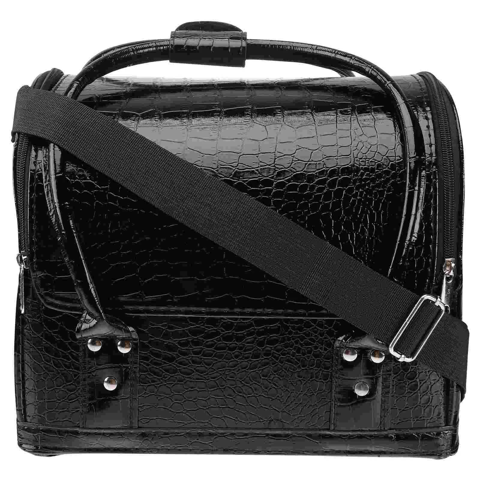 

PU Case Professional Desktop Makeup Case Box Large Capacity Toiletry Storage for Home Outdoor Black