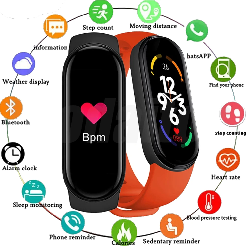 

Sports M7 Smart Band IP67 Waterproof Smart Watch Men Woman Blood Pressure Heart Rate Monitor Fitness MIband Wristband Bracelet