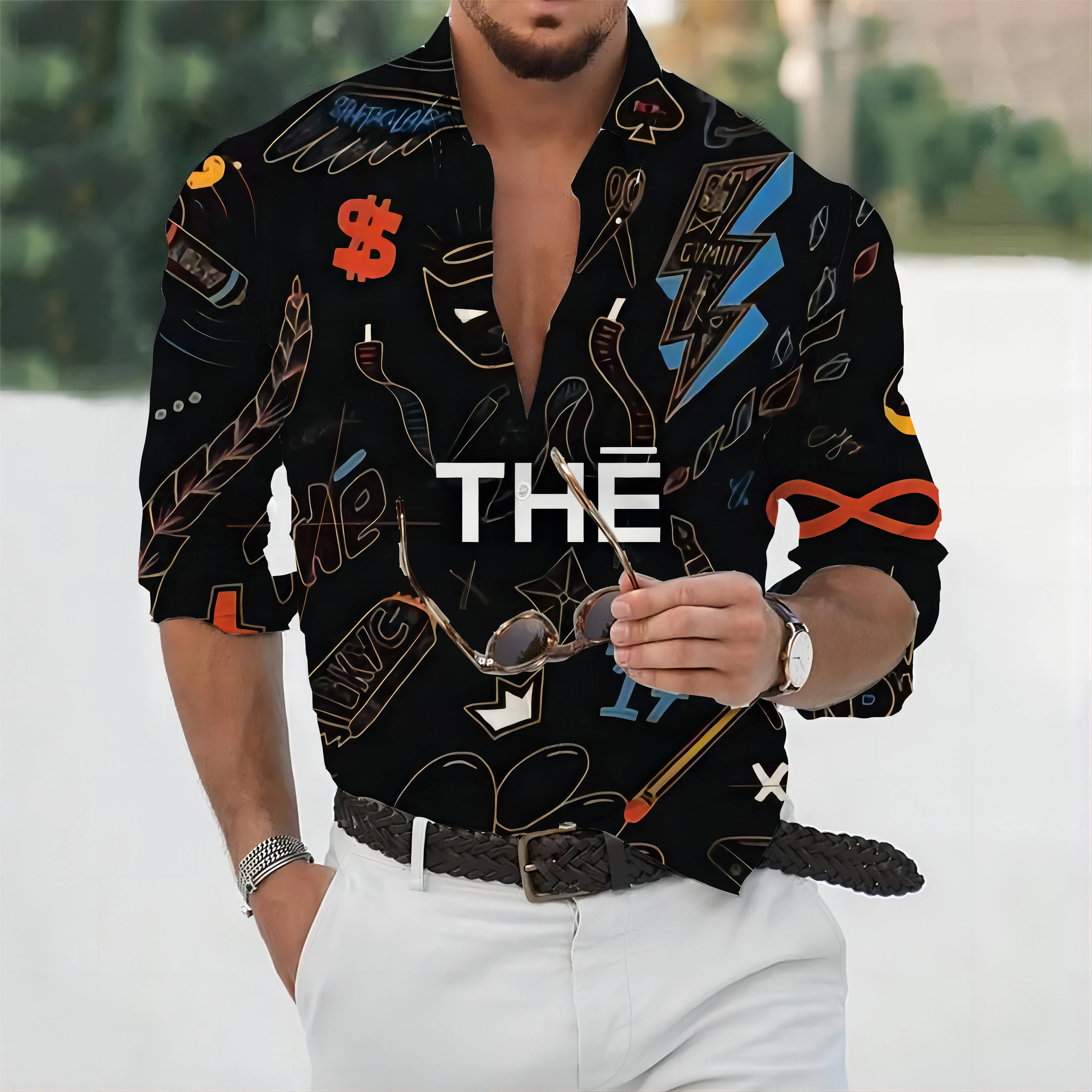 

Christmas shirt 3D digital printing color graffiti men's tops hip hop men's T-shirt original high quality 2023 model