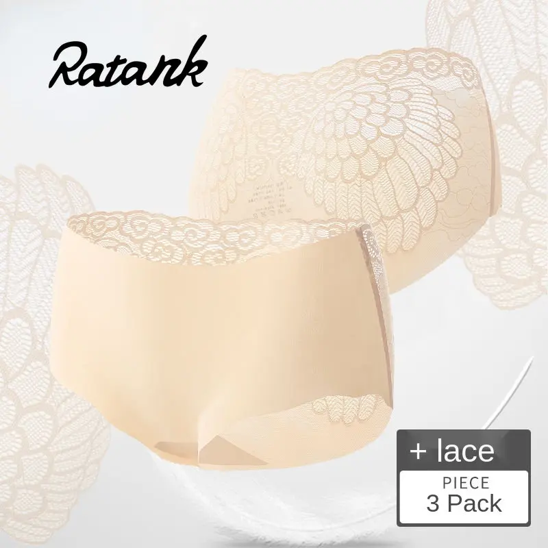 

3PCS Angel Wing Ratank Ice Silk Unretested Underpants Women's Lace Hollow Ultra Thin Breathable Lady Sexy Triangle Pants