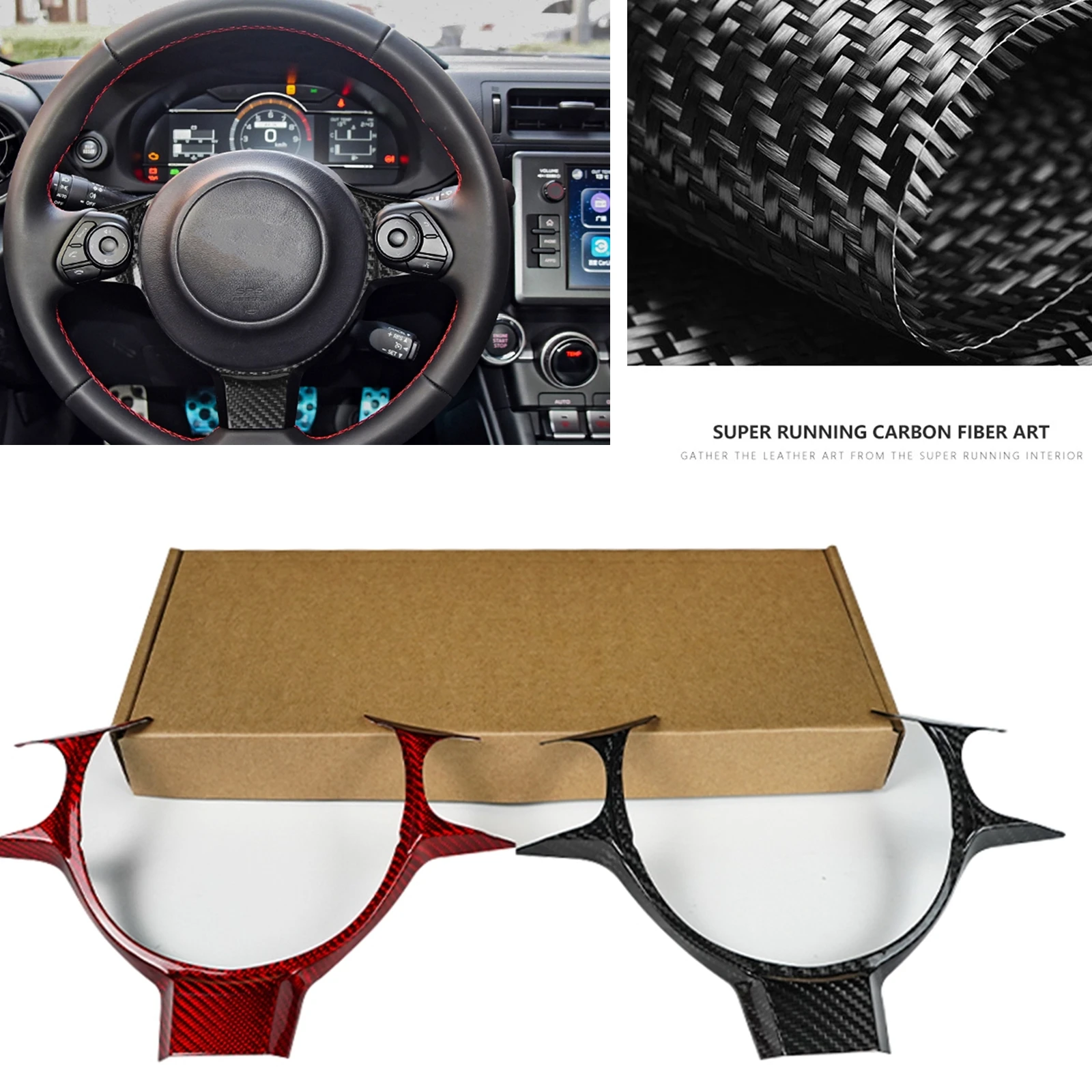 

Real Carbon Fiber Steering Wheel Panel Sticker Cover Trim Gear For Toyota 86 For Subaru 2017 2018 2019 2020 2021 2022