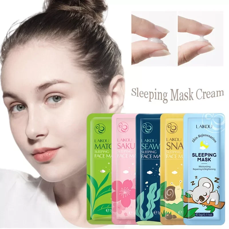 

Sakura Matcha Snail Seaweed Moisturizing Sleeping Mask Cream Portable Face Mask Anti Wrinkle Hydrating Nourishing Skin Care