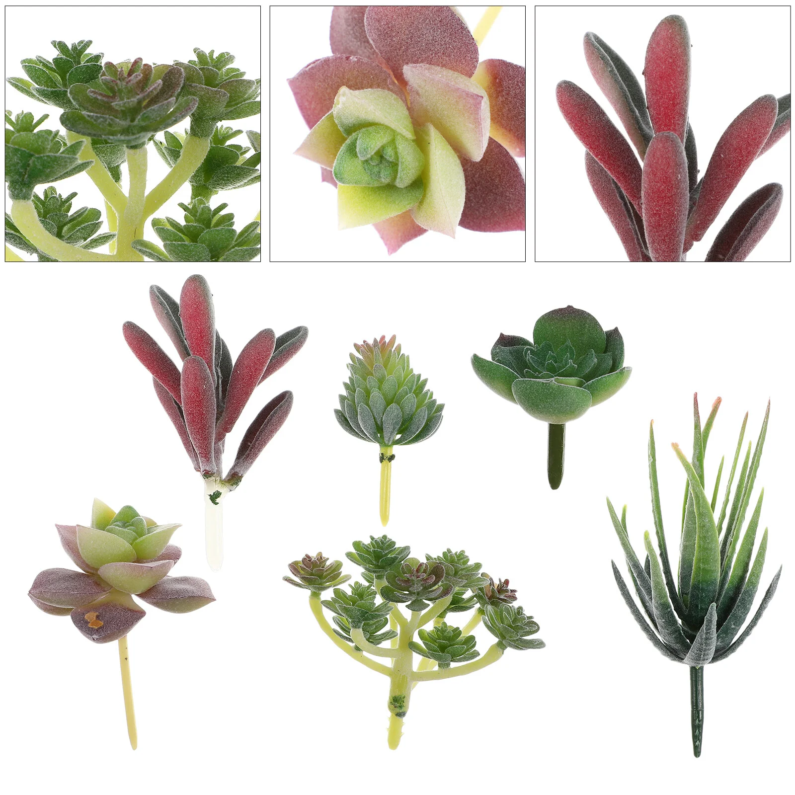 

6 Pcs Branch Mini Succulent Plants DIY Fake Simulate Green Leaf Flower Arrangement Plastic Decoration Decorative Succulents Pvc