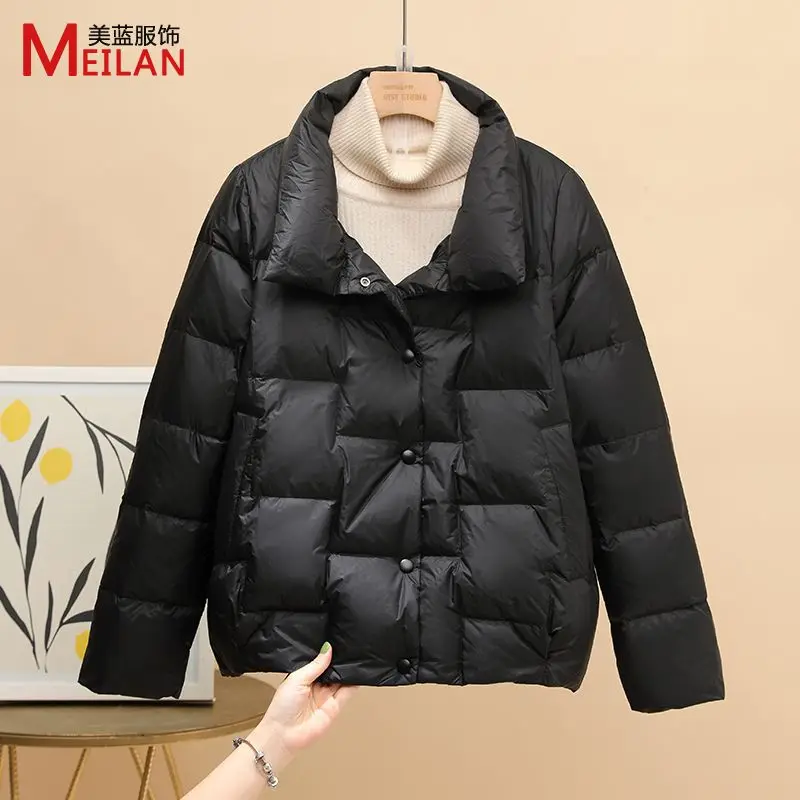 Autumn Winter Jacket Women Parkas Fashion Loose Thin Down Cotton Coats Female Jackets Stand Collar Ultra-light Outwear Tops S83