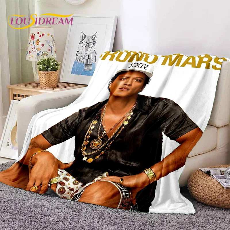 Фото Мягкие фланелевые одеяла Bruno Mars с 3D изображением певицы и звезд, удобное одеяло для пикника, кровати, дома, спальни, покрывало, подарок для детей №2