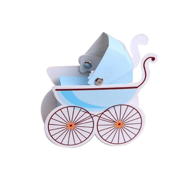 

10Pcs Carriage Stroller Design Wedding Candy Favor Box, Cut Boxes for Wedding Bridal Shower Shower Birthday Party, Blue
