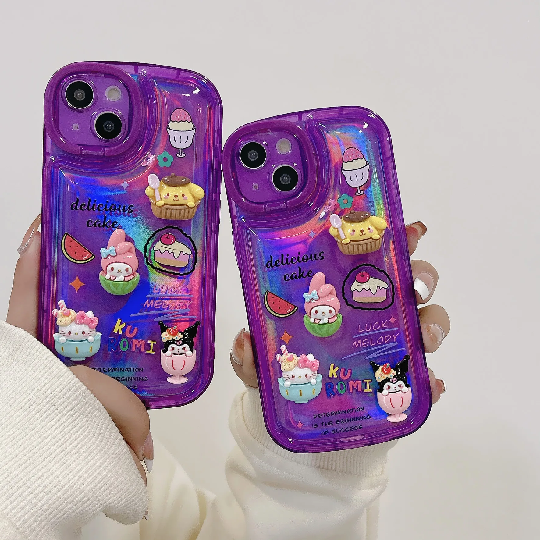 

3D Sanrio family Hello Kitty Pom Pom Purin Three-Dimensional Phone Cases For iPhone 14 13 12 11 Pro Max XR Back Shockproof Cover