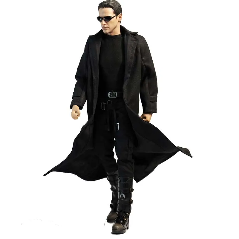

1/6 Scale Black Wind Coat Male Soldier Long windbreak Clothes Model for 12in Phicen Tbleague Doll Action Figures Toy