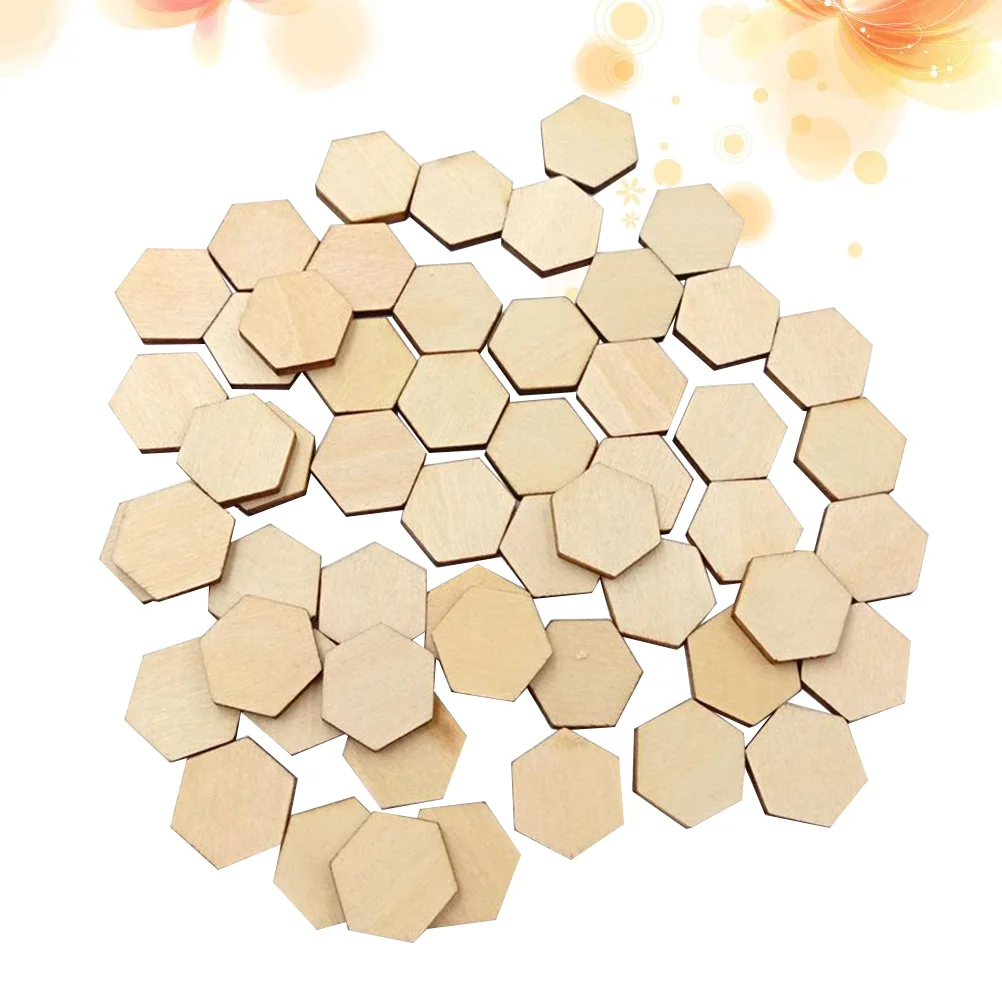 

Wood Hexagon Wooden Pieces Ornaments Slices Blank Unfinished Diy Shapes Tags Shape Hexagonal Slice Chip Hanging Cutouts Gift