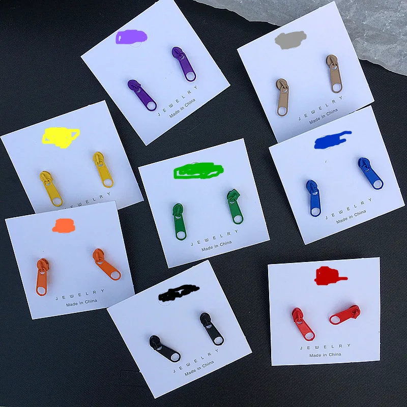 

ZIPPER HEAD STUDS EARRINGS, Colorful Zipper Buckle Earrings for Women Childlike Sewing Jewelry Punk Zipper Pull Bulk Accessories