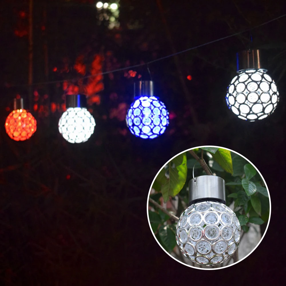 

Solar colorful hollow hanging lamp control hollow LED lawn garden waterproof Fairy Lights Outdoor Garden Wedding lighting IP65