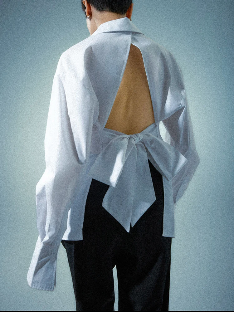 Женская блузка с длинным рукавом TWOTWIN однобортная рубашка составного кроя