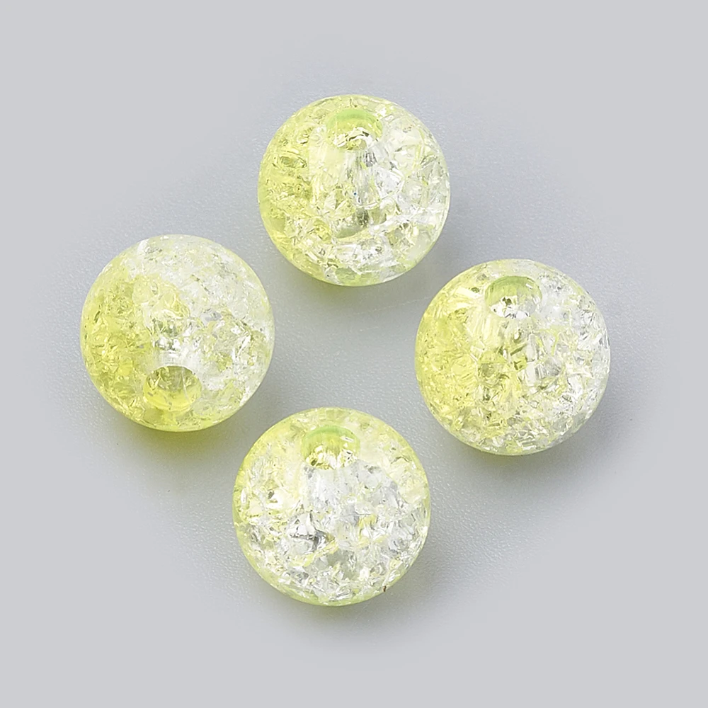 

500g Acrylic Beads Transparent Crackle Style Round Yellow 8x7mm Hole: 2mm about 1840pcs/500g